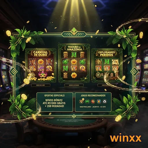 Imagem de bônus de cassino e serviços VIP oferecidos pelo site Winxx.